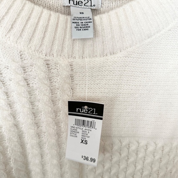 NWTS Rue21 White Brown Knit Sweater - Picture 6 of 6
